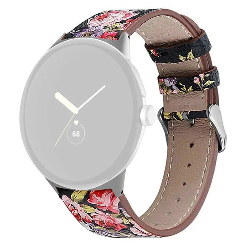 Bracelet de montre à dégagement rapide pour Google Pixel Watch 3 41 mm / Watch 2 / Bracelet en cuir véritable pour montre Pixel, pièce de rechange - Noir / Rose