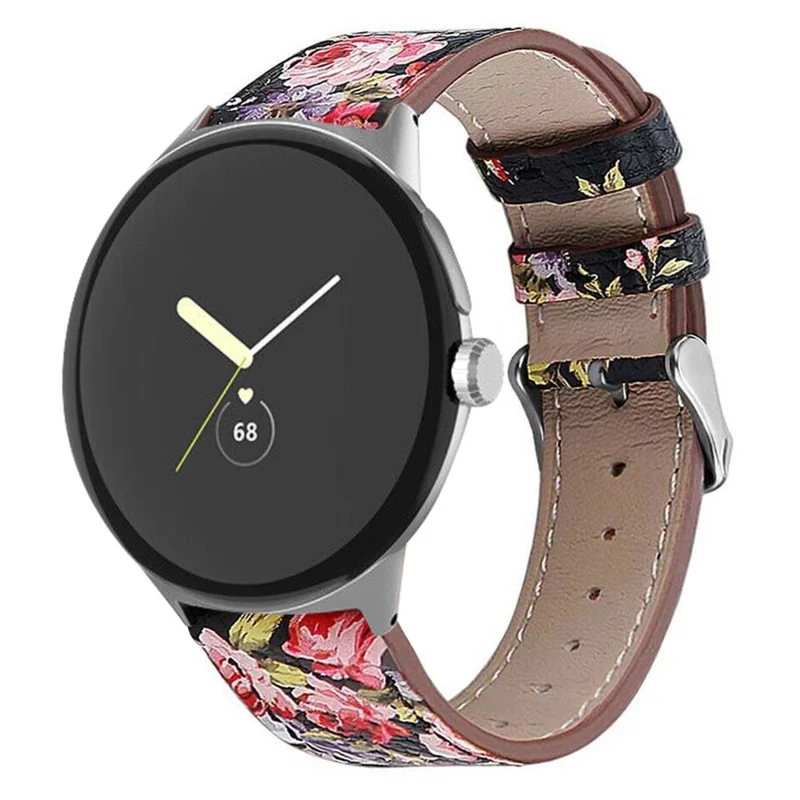 Bracelet de montre à dégagement rapide pour Google Pixel Watch 3 41 mm / Watch 2 / Bracelet en cuir véritable pour montre Pixel, pièce de rechange - Noir / Rose