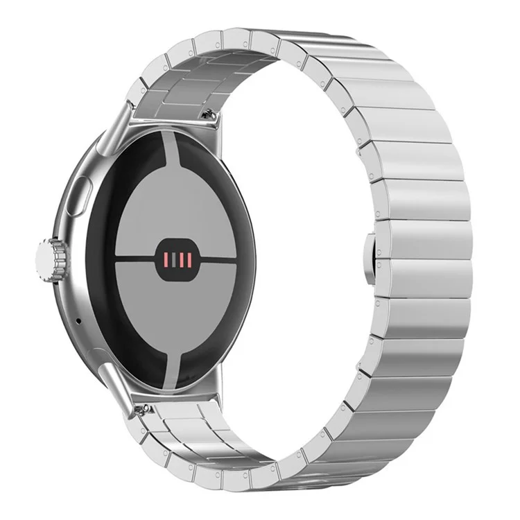 For Google Pixel Watch 2 / Pixel Watch Quick Release Metal Band Butterfly Buckle Clasp Bracelet Watch Strap - Silver