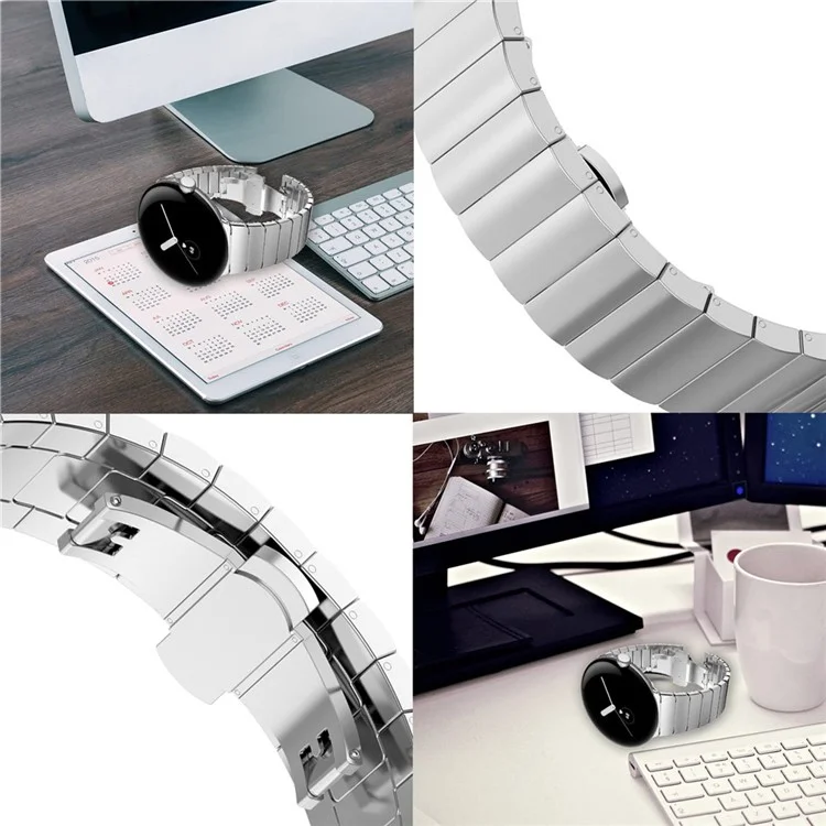 For Google Pixel Watch 2 / Pixel Watch Quick Release Metal Band Butterfly Buckle Clasp Bracelet Watch Strap - Silver