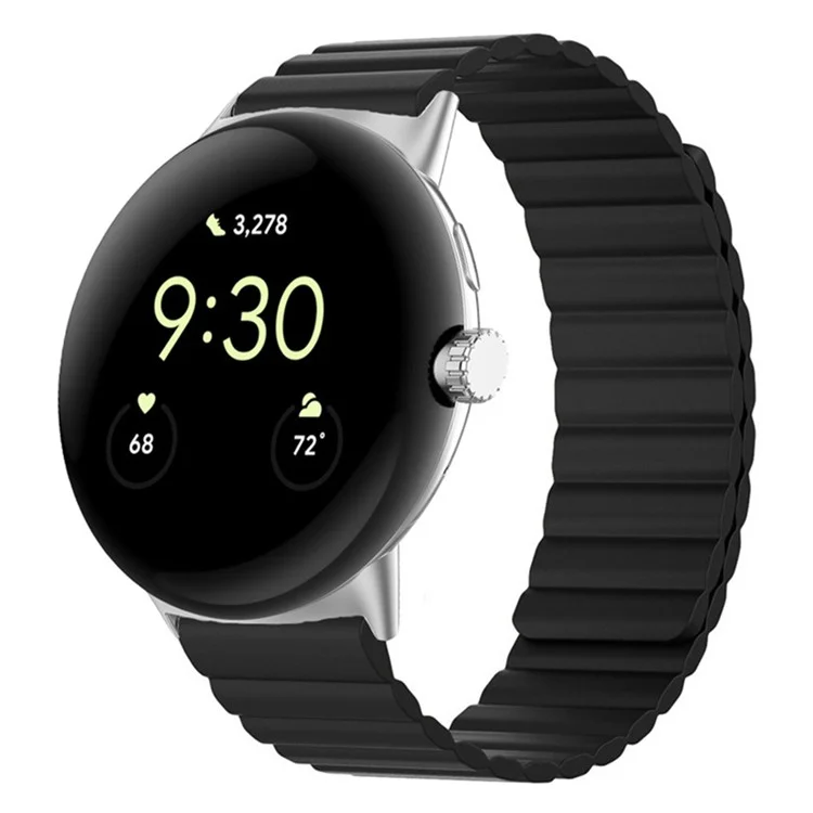 Pour Google Pixel Watch 3 41mm / Watch 2 / Pixel Watch Bracelet de montre intelligent magnétique en silicone souple réglable - Noir