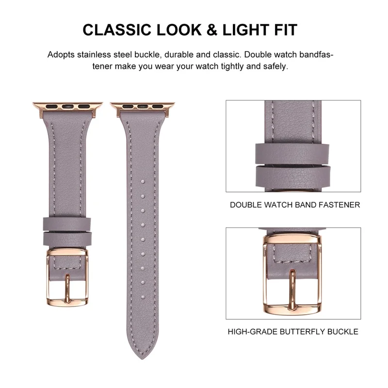 Watch Strap for Apple Watch Series 11 10 42mm / 9 8 7 41mm / SE3 SE2 SE 6 5 4 40mm / 3 2 1 38mm Genuine Leather Band - Brown