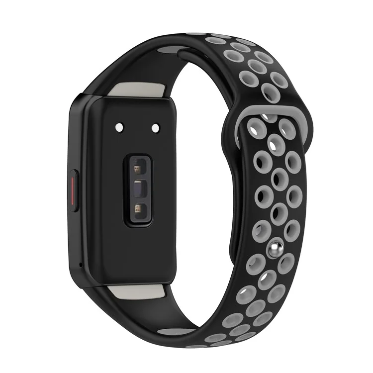 Pour Huawei Band 6 / Honor Band 6 Bracelet de montre en silicone bicolore Sangle de poignet réglable de rechange - Noir / Gris