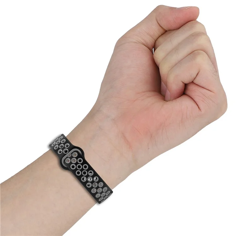 Pour Huawei Band 6 / Honor Band 6 Bracelet de montre en silicone bicolore Sangle de poignet réglable de rechange - Noir / Gris