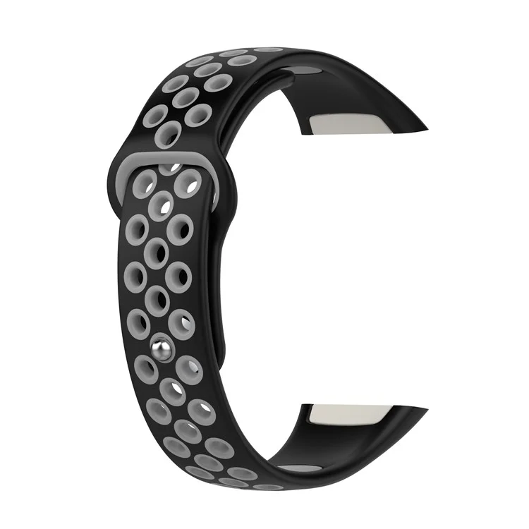 Pour Huawei Band 6 / Honor Band 6 Bracelet de montre en silicone bicolore Sangle de poignet réglable de rechange - Noir / Gris