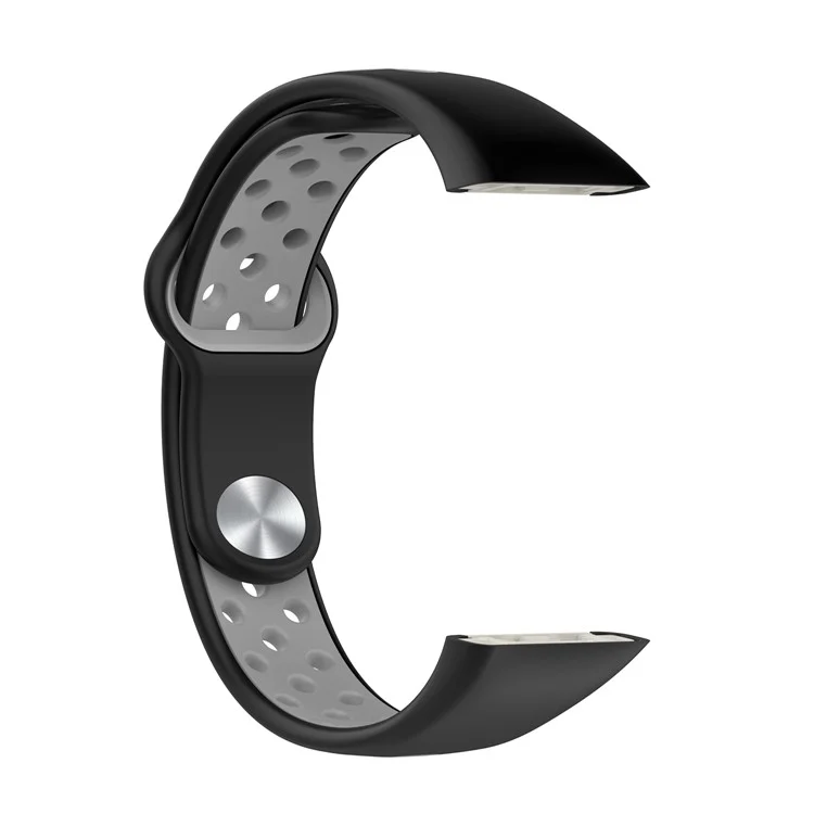 Pour Huawei Band 6 / Honor Band 6 Bracelet de montre en silicone bicolore Sangle de poignet réglable de rechange - Noir / Gris