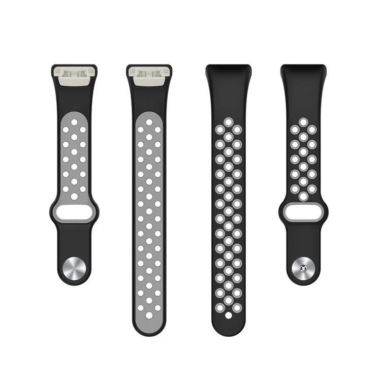 Pour Huawei Band 6 / Honor Band 6 Bracelet de montre en silicone bicolore Sangle de poignet réglable de rechange - Noir / Gris