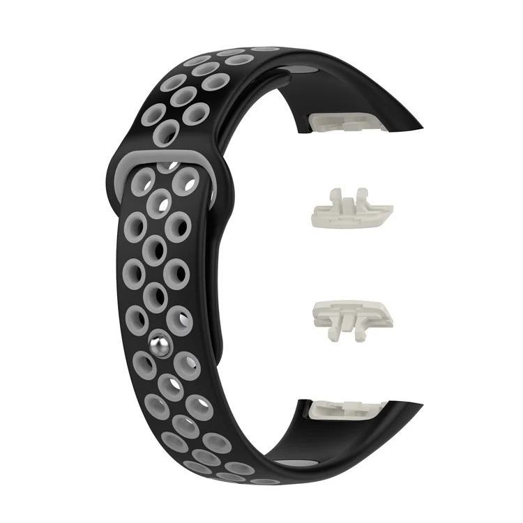Pour Huawei Band 6 / Honor Band 6 Bracelet de montre en silicone bicolore Sangle de poignet réglable de rechange - Noir / Gris