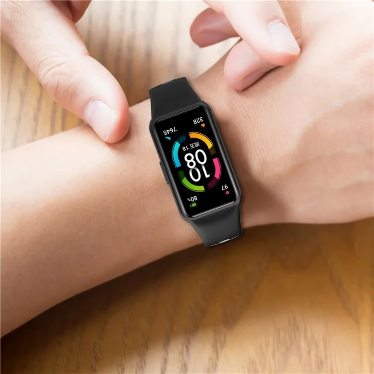Pour Huawei Band 6 / Honor Band 6 Bracelet de montre en silicone bicolore Sangle de poignet réglable de rechange - Noir / Gris
