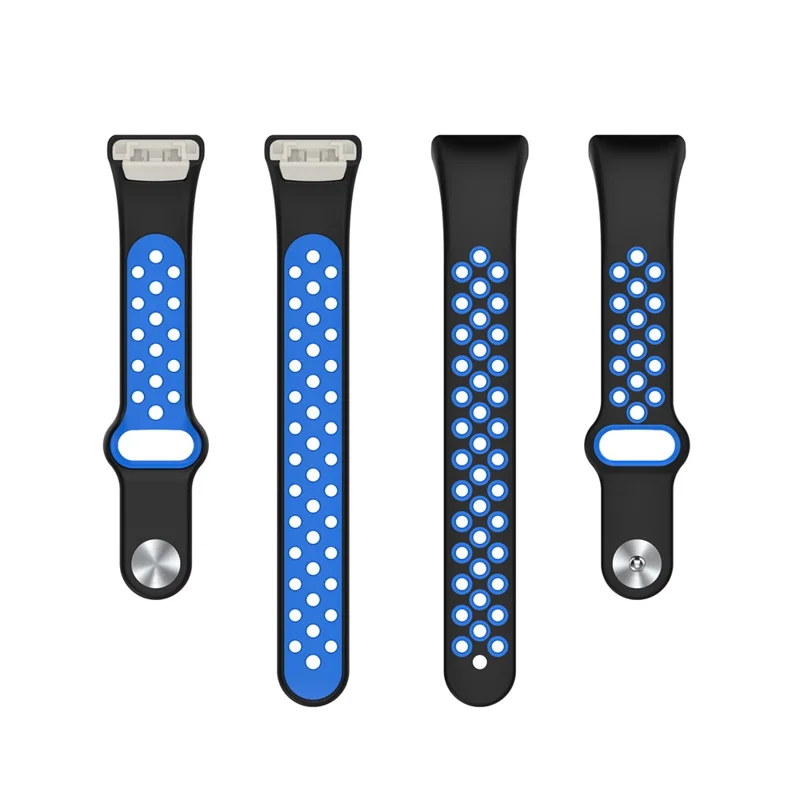 For Huawei Band 6 / Honor Band 6 Dual Color Silicone Watch Band Adjustable Wrist Strap Replacement - Black / Blue