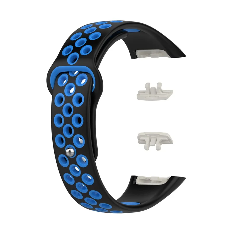 For Huawei Band 6 / Honor Band 6 Dual Color Silicone Watch Band Adjustable Wrist Strap Replacement - Black / Blue