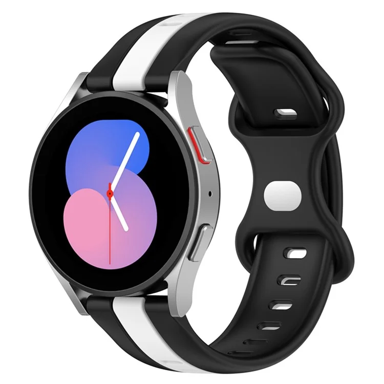 Silicone Watch Band for Samsung Galaxy Watch3 41mm 45mm / Huawei Watch GT 42mm 46mm , Dual-Color 22mm Sport Strap Replacement - Black / White