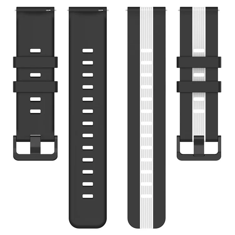 For Huawei Watch GT 3 42mm / Watch GT 2 42mm Silicone Watch Band Width 20mm Dual Color Soft Strap - Black / White