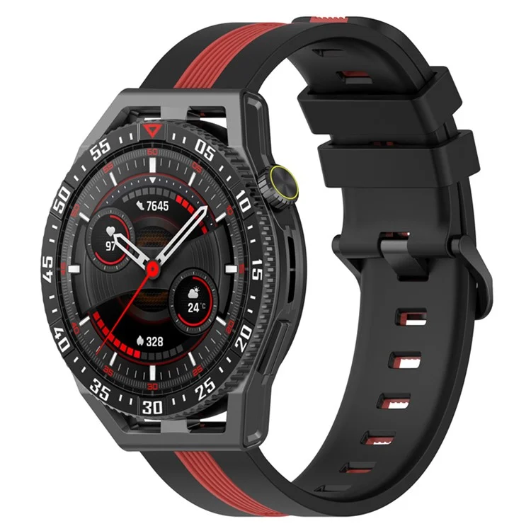 Sport Bands for Huawei Watch GT 3 SE / Watch GT 42mm 46mm , Dual Color 22mm Watch Band Breathable Soft Silicone Strap - Black / Red