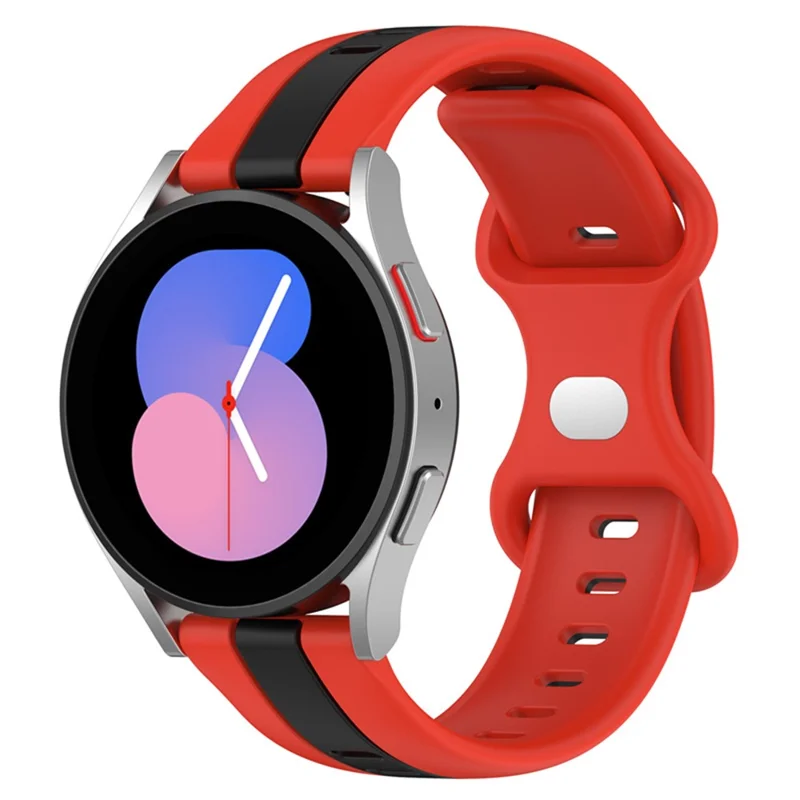 Silikonarmband för Samsung Galaxy Watch 5 40 mm 44 mm / Huawei Watch GT 3 42 mm, 20 mm tvåfärgat ersättningsarmband - Röd/Svart