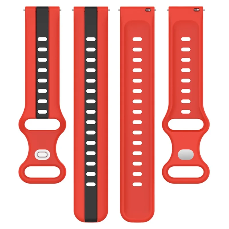 Silikonarmband för Samsung Galaxy Watch 5 40 mm 44 mm / Huawei Watch GT 3 42 mm, 20 mm tvåfärgat ersättningsarmband - Röd/Svart