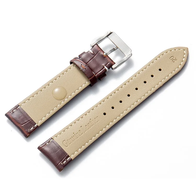 Watch Strap Genuine Leather Smart Watch Band Universal 16mm Watchband Replacement Part - Dark Brown
