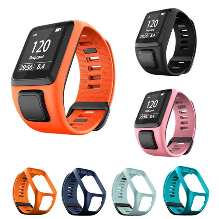 Soft Silicone Replacement Band Compatible with TomTom Runner 2 / Spark 3, Watch Wrist Strap Bracelet - Blue / Green