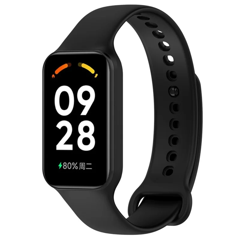 Silicone Watch Strap for Redmi Band 2 Integrate Soft Band Case Quick Release Watchband - Black