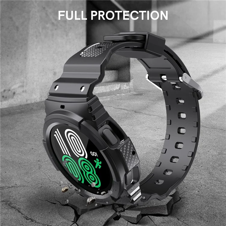 AHASTYLE WG67 Rugged Sport Case with Band Compatible with Samsung Galaxy Watch4 44mm , Soft TPU Watch Band Wrist Strap Bumper Cover - Black