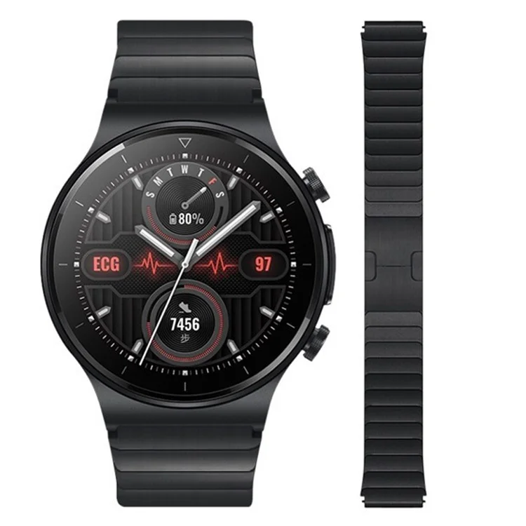 For Huawei Watch 3 / Watch GT 3 Pro 46mm / GT2 46mm Quick Release 22mm Universal Watch Strap Replacement Titanium Steel Wrist Band - Black
