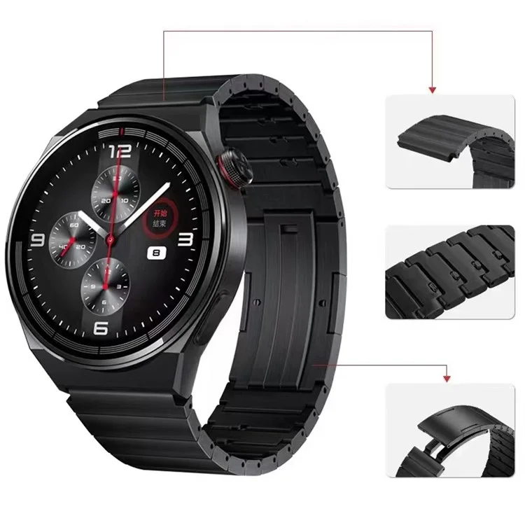 For Huawei Watch 3 / Watch GT 3 Pro 46mm / GT2 46mm Quick Release 22mm Universal Watch Strap Replacement Titanium Steel Wrist Band - Black