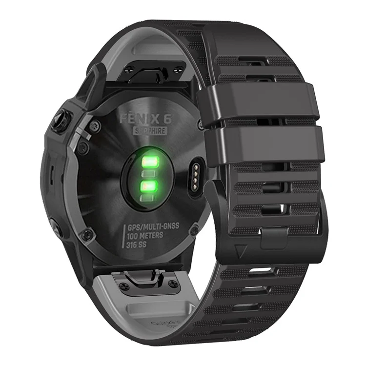 Для Garmin Tactix Delta / Enduro Горизонтальные полосы Силиконовый сменный ремешок для часов, регулируемый браслет - черный / серый