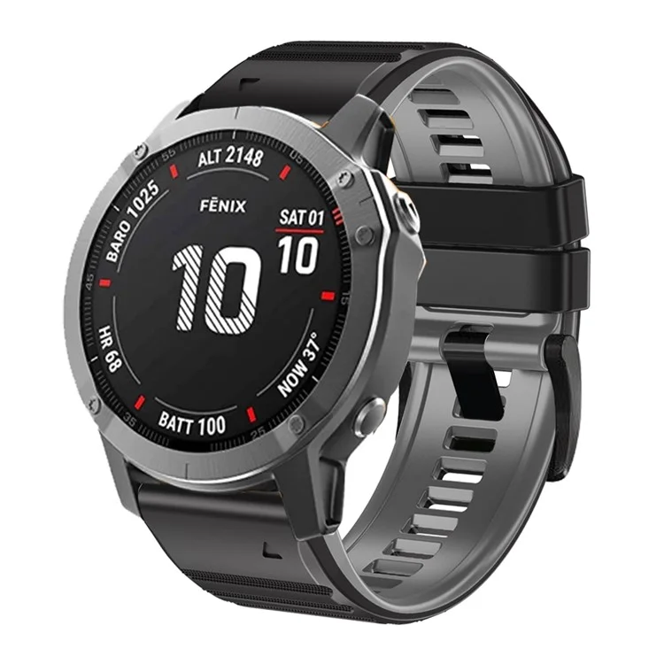 Для Garmin Tactix Delta / Enduro Горизонтальные полосы Силиконовый сменный ремешок для часов, регулируемый браслет - черный / серый