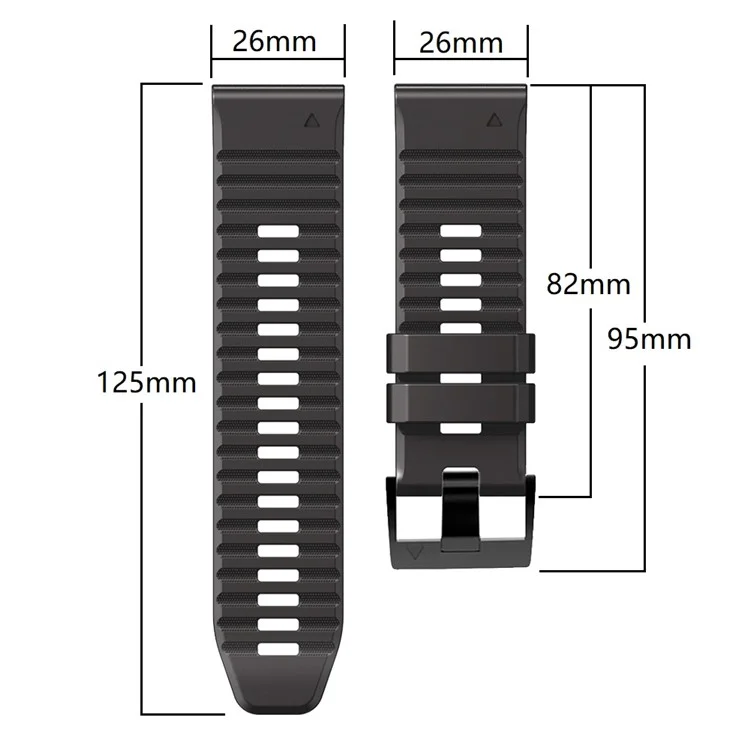 Для Garmin Tactix Delta / Enduro Горизонтальные полосы Силиконовый сменный ремешок для часов, регулируемый браслет - черный / серый