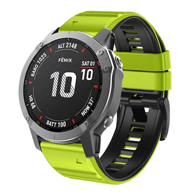 For Garmin Tactix Delta / Enduro Horizontal Stripes Silicone Replacement Watch Strap Adjustable Wrist Band - Green / Black