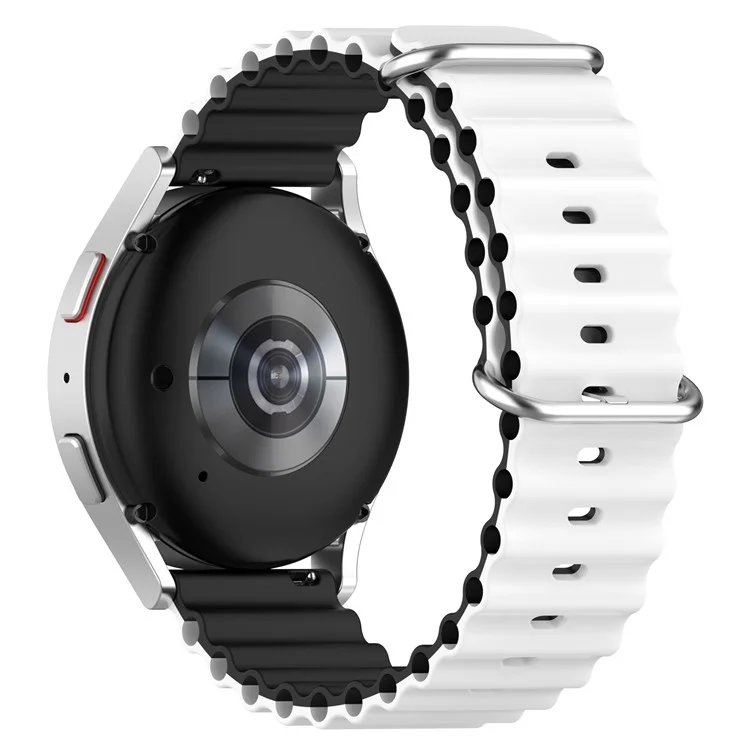 Para Huami Amazfit GTS 4 / GTS 4 Mini / GTS 3 Correa de reloj de silicona de dos colores con diseño de ondas de 20 mm, ajustable - Blanco / Negro