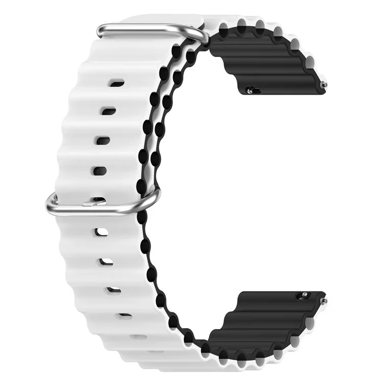 Para Huami Amazfit GTS 4 / GTS 4 Mini / GTS 3 Correa de reloj de silicona de dos colores con diseño de ondas de 20 mm, ajustable - Blanco / Negro