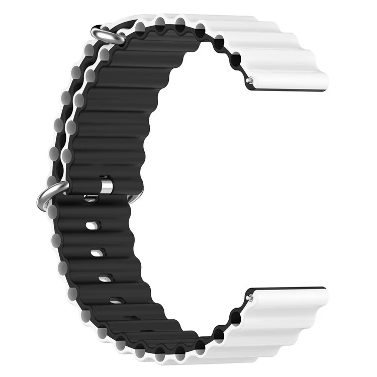 Para Huami Amazfit GTS 4 / GTS 4 Mini / GTS 3 Correa de reloj de silicona de dos colores con diseño de ondas de 20 mm, ajustable - Blanco / Negro