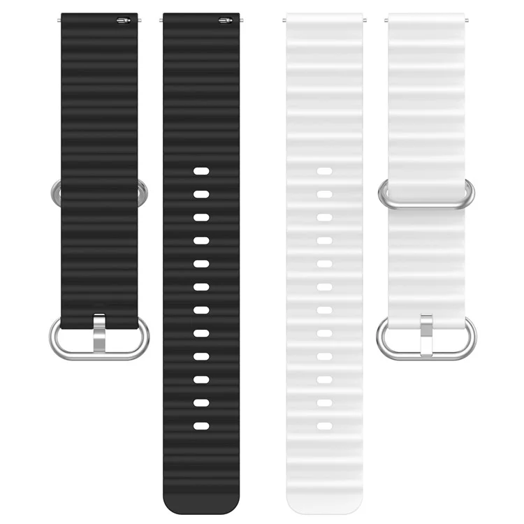 Para Huami Amazfit GTS 4 / GTS 4 Mini / GTS 3 Correa de reloj de silicona de dos colores con diseño de ondas de 20 mm, ajustable - Blanco / Negro