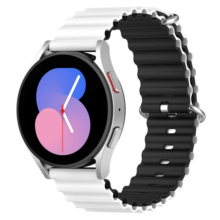 Para Huami Amazfit GTS 4 / GTS 4 Mini / GTS 3 Correa de reloj de silicona de dos colores con diseño de ondas de 20 mm, ajustable - Blanco / Negro