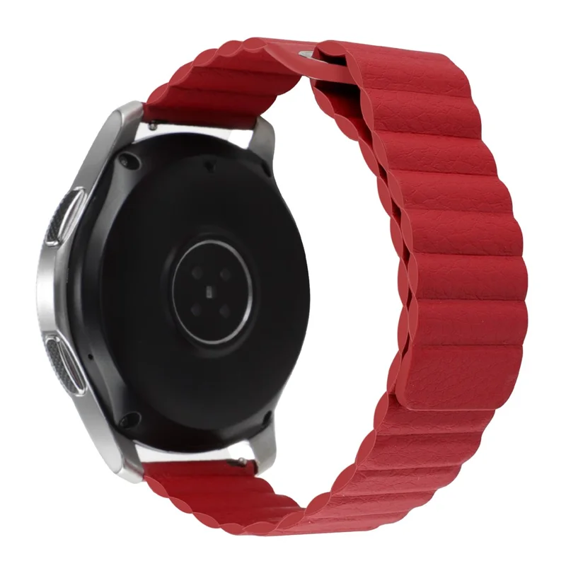 For COROS Apex 46mm / Apex Pro / TicWatch Pro 3 Replacement Genuine Leather Magnetic Strap 22mm Universal Smartwatch Band - Red