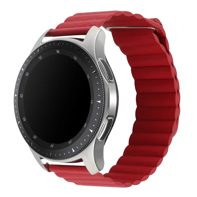 For COROS Apex 46mm / Apex Pro / TicWatch Pro 3 Replacement Genuine Leather Magnetic Strap 22mm Universal Smartwatch Band - Red