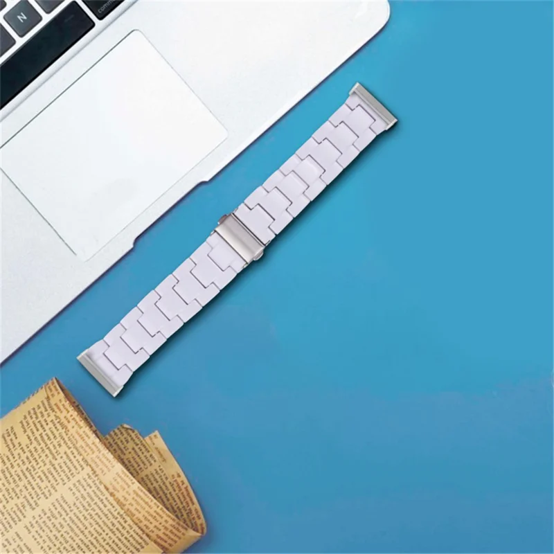 Resin Band for Fitbit Versa 4 / Sense 2 , 20mm Lightweight Watch Strap Bracelet with Stainless Steel Buckle - White