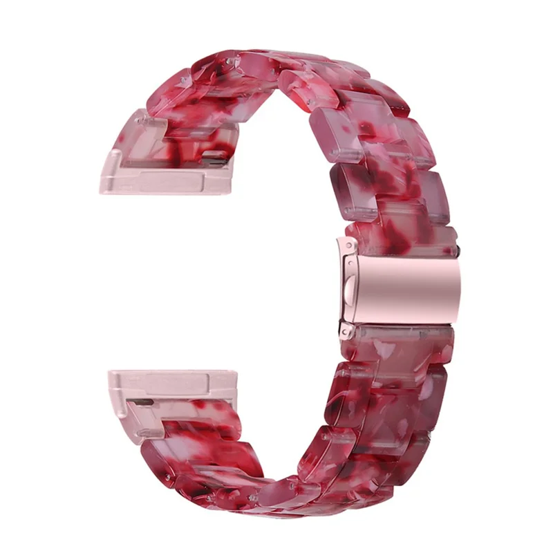 Watch Band for Fitbit Versa 4 / Sense 2 , 20mm Resin Watchband Stainless Steel Buckle Replacement Strap - Peach Red
