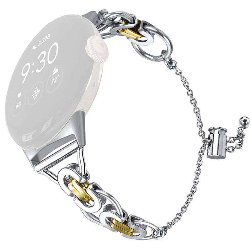 Zamiennik paska do zegarka Google Pixel Watch 3 41 mm / Watch 2 / Pixel Watch, naszywany pasek ze stali nierdzewnej, bransoletka – złoty/srebrny