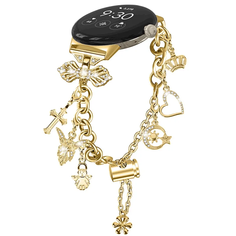 For Google Pixel Watch 3 41mm / Watch 2 / Pixel Watch Adjustable Bracelet Watch Strap Replacement DIY Smartwatch Chain Strap - Gold