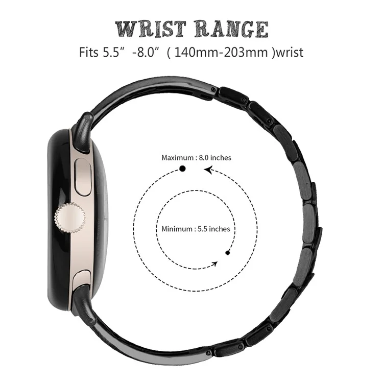 Para Google Pixel Watch 3 41mm / Watch 2 / Pixel Watch 304 Pulsera de Acero Inoxidable con Decoración de Rhinestones Ciruela - Negro