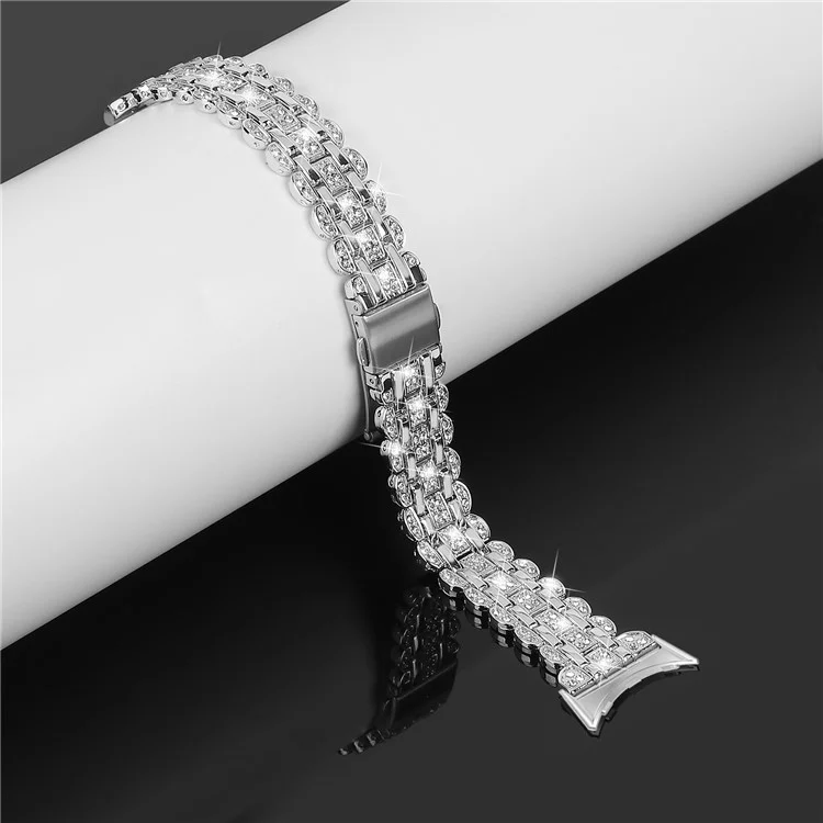 Banda de reloj de metal para Google Pixel Watch 3 41mm / Watch 2 / Pixel Watch Rhinestone Decor Reemplazo Correa de muñeca - Plata