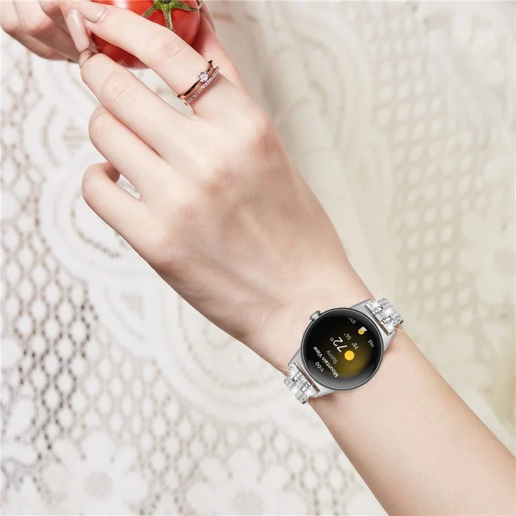 Banda de reloj de metal para Google Pixel Watch 3 41mm / Watch 2 / Pixel Watch Rhinestone Decor Reemplazo Correa de muñeca - Plata