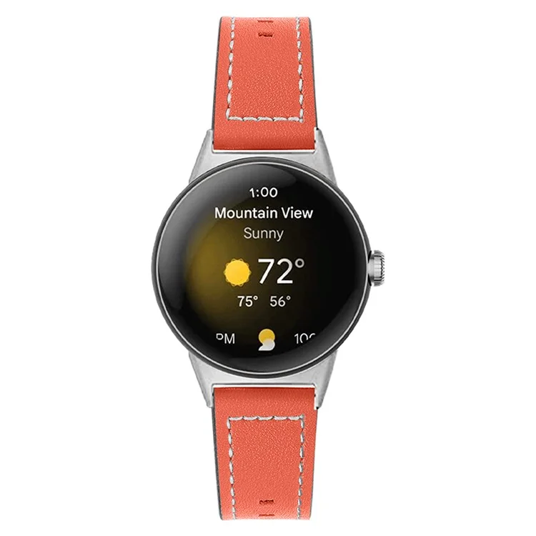 Stitching Watch Band for Google Pixel Watch 2 / Pixel Watch Genuine Leather Watch Strap Replacement Part - Orange