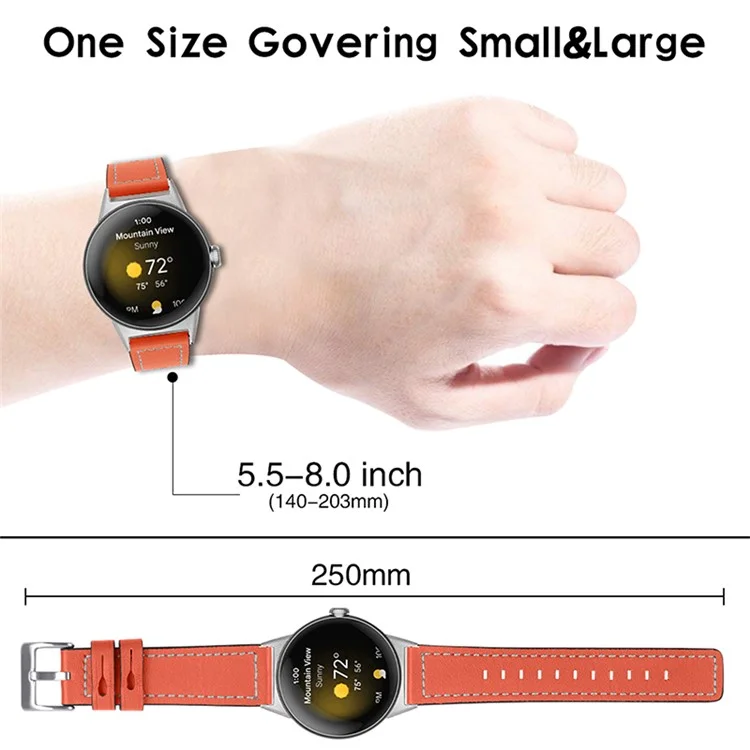 Stitching Watch Band for Google Pixel Watch 2 / Pixel Watch Genuine Leather Watch Strap Replacement Part - Orange