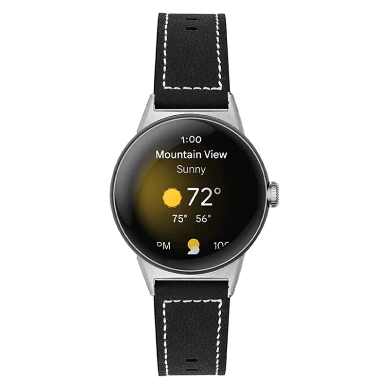Nähtes Armband für Google Pixel Watch 3 41 mm / Watch 2 / Pixel Watch Echtes Leder Armband Ersatzteil – Schwarz