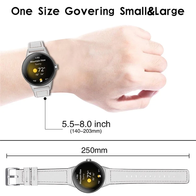 Stitching Watch Band for Google Pixel Watch 3 41mm / Watch 2 / Pixel Watch Genuine Leather Watch Strap Replacement Part - White
