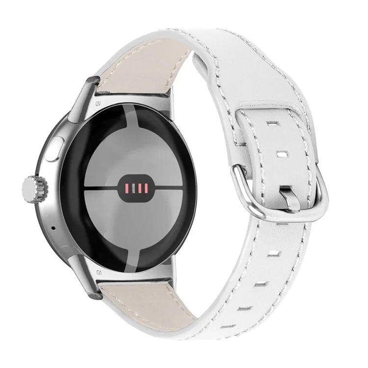 Für Google Pixel Watch 3 41mm / Watch 2 / Pixel Watch Echtes Rindsleder-Uhrenarmband Ersatz Smartwatch-Armband - Weiß