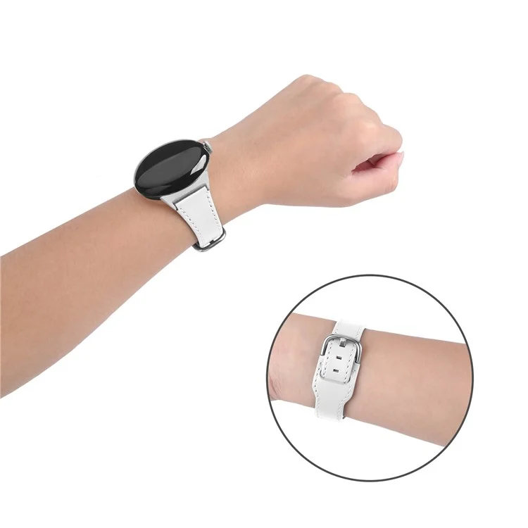 Für Google Pixel Watch 3 41mm / Watch 2 / Pixel Watch Echtes Rindsleder-Uhrenarmband Ersatz Smartwatch-Armband - Weiß